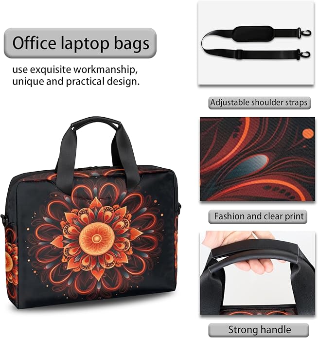 Laptop Bag Bohemian Mandala Laptop Satchel Briefcase Adjustable shoulder Carrying for MacBook Pro 16 inch