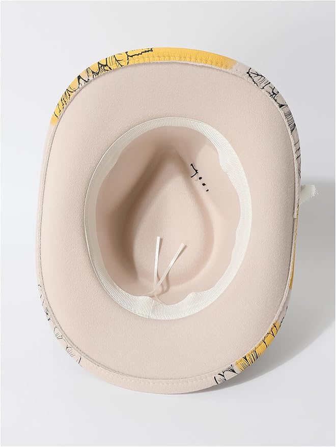 WDIRARA Women's Cowboy Hat Cow Print Western Cowgirl Hats Travel Vacation