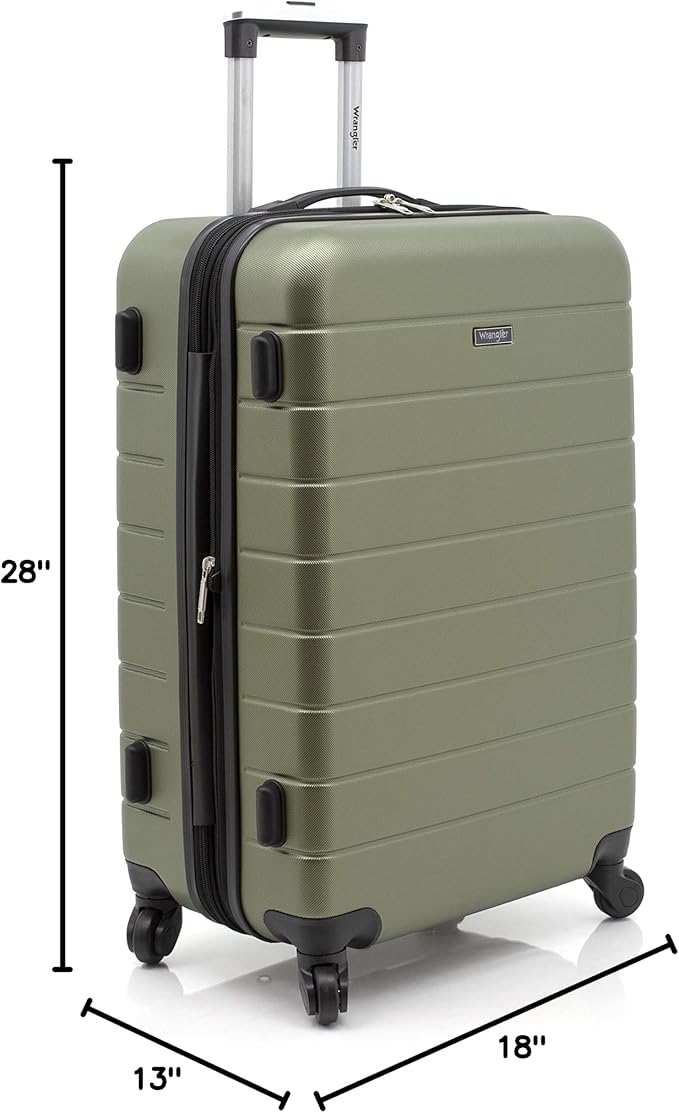 Wrangler Smart Luggage Set with Cup Holder and USB Port, Olive Green, 3 Piece