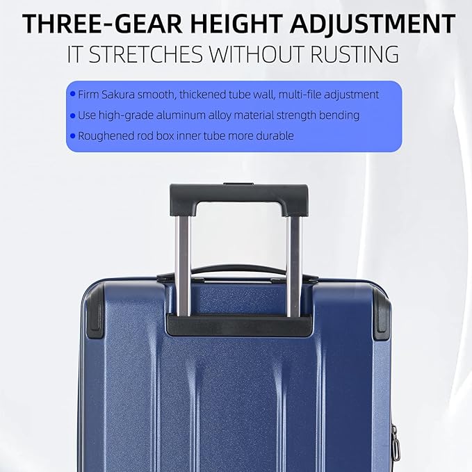 29 Inch Luggage, Top Opening Airline Approved ABS+PC Hard Shell Suitcases with Silent Wheels, TSA Lock,Front Pocket and Wet-dry Separated Six-piece Set (Dark Blue, 29-Inch)