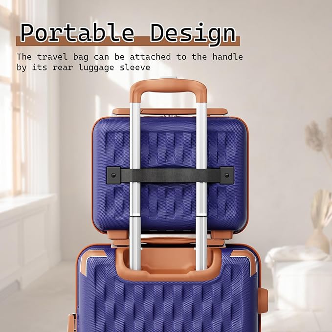 Melalenia Luggage Sets 3 Piece, Hard Shell Carry on Suitcase with Spinner Wheels and TSA Lock, Travel Lightweight Luggage Set for Women, Navy Brown