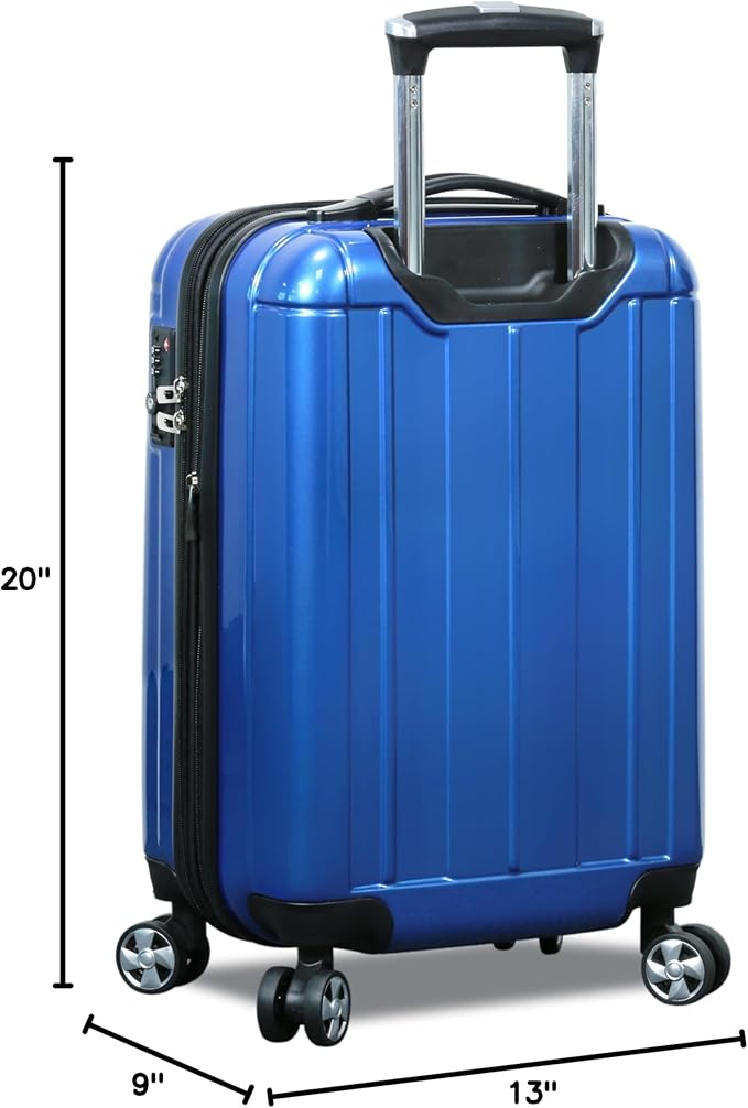 World Traveler Contour 20-Inch Carry-On Polycarbonate Hardside Expandable Spinner Luggage with TSA Lock - Blue