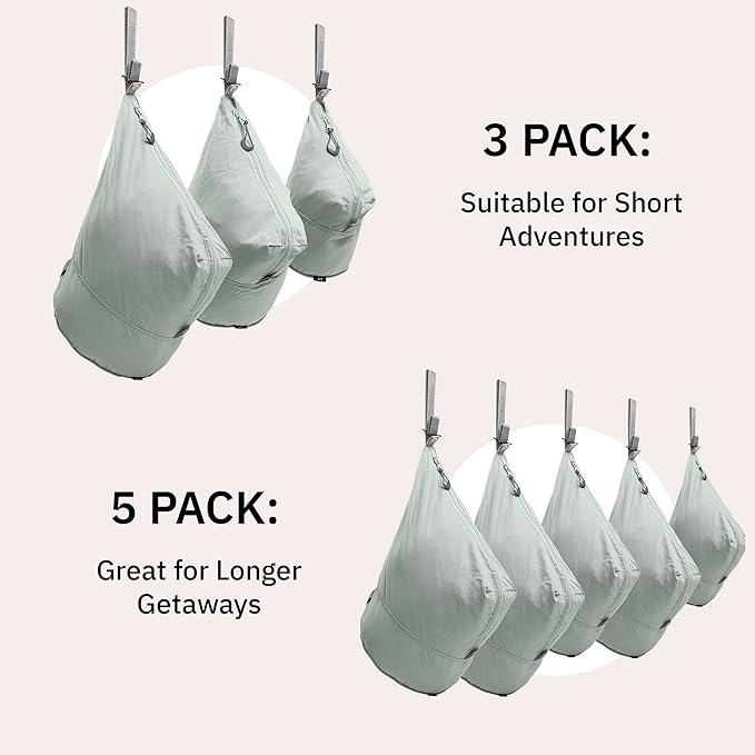 trtl Packing Pods, Sea Foam - Packing Cubes for Travel - Organizer Bags for Luggage to Maximize Space in Suitcase - Travel Packing Organizers - Includes Carry Strap - Comes with 3 Cube Sizes - 3 Pack