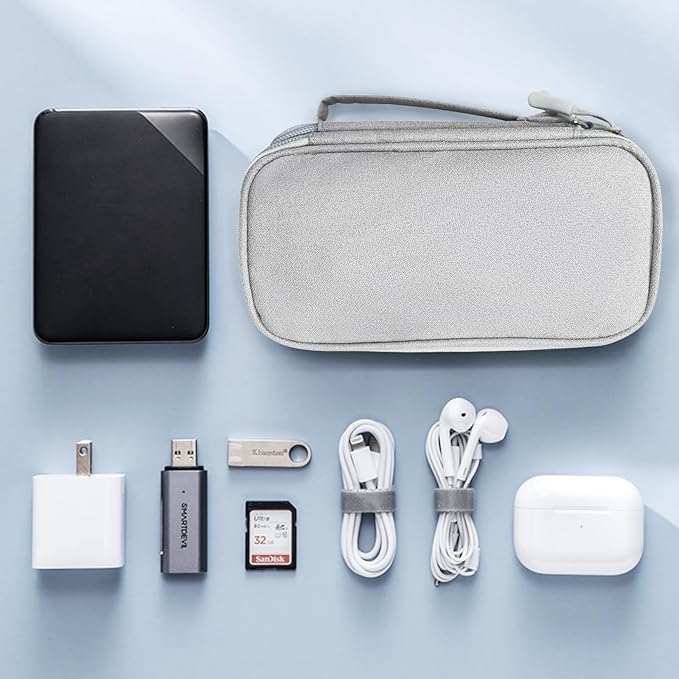 SMONT Cord Cable Organizer Travel Charger Bag Electronic Pouch Case Grey