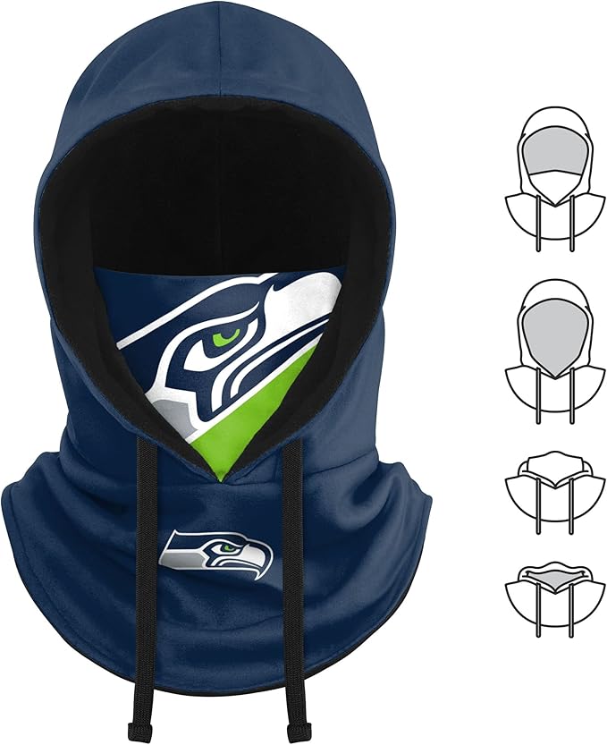 NFL Team Logo Team Color Drawstring Winter Cap Hooded Gaiter Balaclava Face Cover