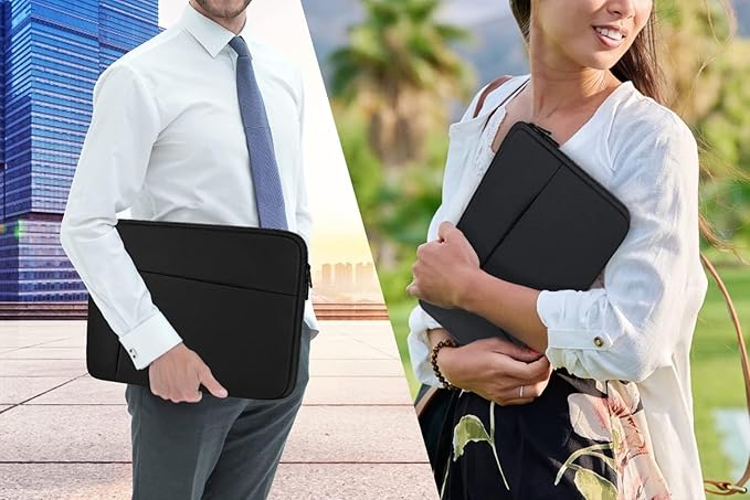 Laptop Case Sleeve 17 inch, Shockproof Protective Computer Carrying Cover with Front Pocket, Durable Laptop Sleeve for 17-17.3 inch HP, Dell, Acer, Asus, Notebook, Black
