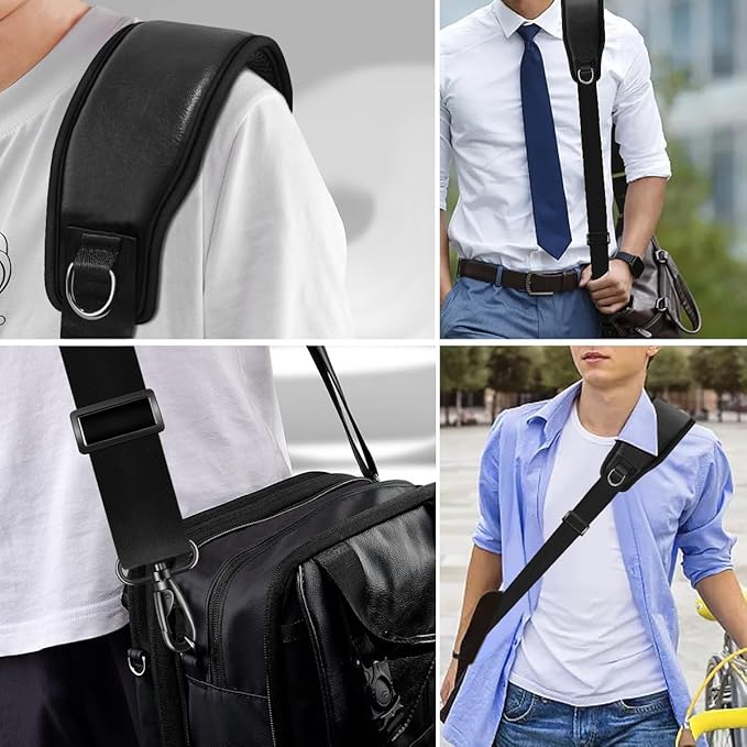 ZINZ Bag Shoulder Strap 78" with Ultra Cushion Breathable Pad,Durable Strap with Double Adjustable Buckles and Metal Hooks for D-ring Bags,Ideal for Individuals 5'11"and Taller,Black