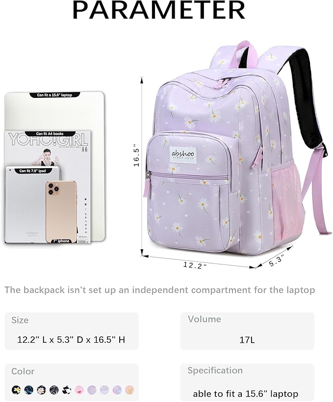 abshoo Classical Basic Travel Backpack For School Water Resistant Bookbag