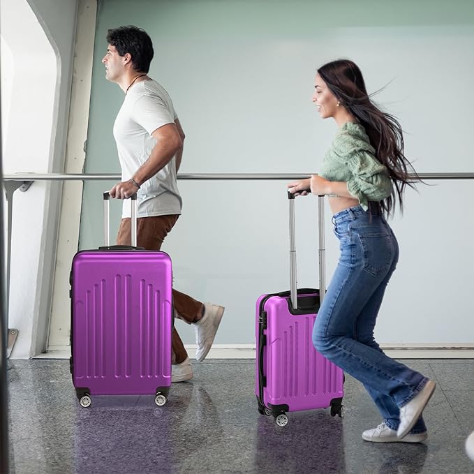 Karl home Carry On Luggage 22x14x9 Airline Approved, ABS Hardshell Suitcase with TSA Lock & Spinner Wheels, Durable Small Suitcase Rolling Luggage for Business Travel, Purple
