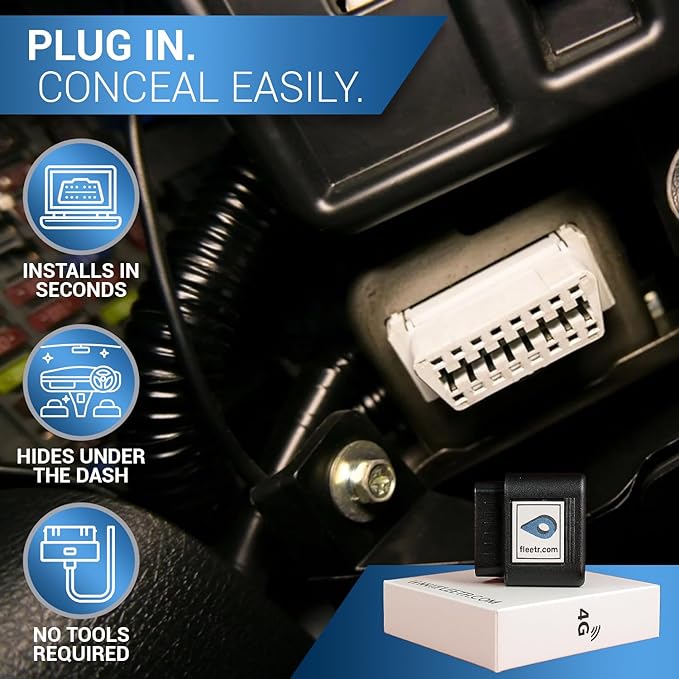 Car GPS Tracker with 4-Second Updates – OBD Plug-in Device for Cars, Trucks & Fleets – Real-Time Location, Driver Safety & Engine Alerts – Fleetr GPS (Service from $7.98/Month, No Contract)