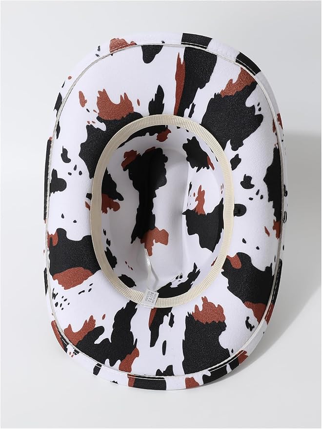 WDIRARA Women's Cowboy Hat Cow Print Western Cowgirl Hats Travel Vacation