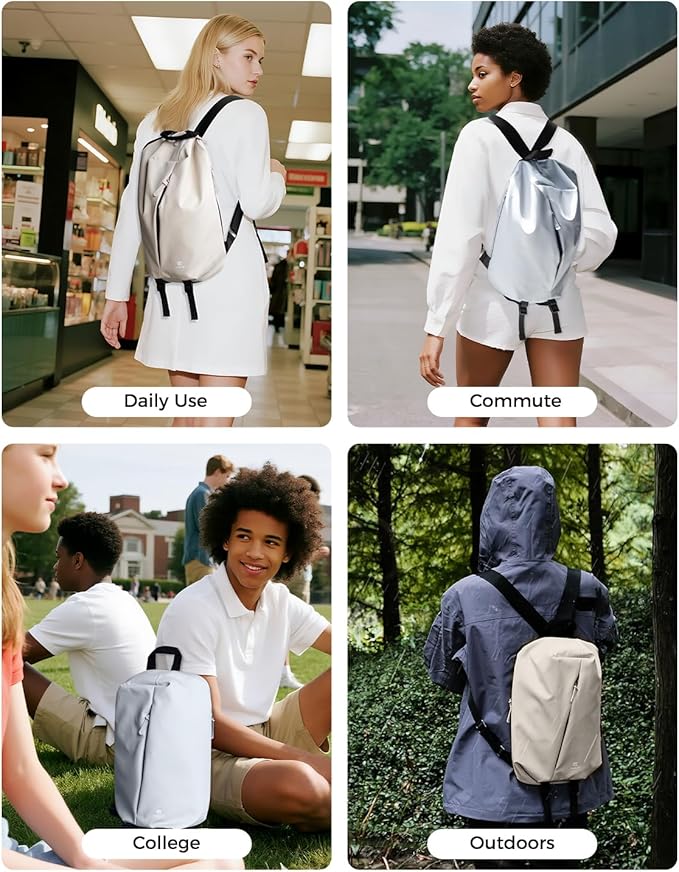 pack all 12L Water-Resistant Backpack, Lightweight Daypack for Men & Women, Hiking & Travel Backpack with Multiple Pockets, Compact for College, Sports, Cycling (Light Beige)