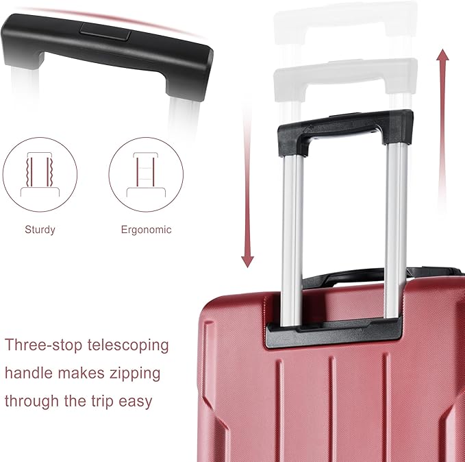20in Carry On Luggage Hardshell Suitcase with Spinner Wheels Lightweight Lugagge Design Waterproof Durable for Travel (Red)