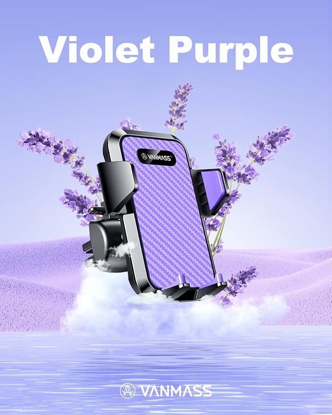 VANMASS ใ85+LBS Strongest Suction & Military-Gradeใ2025 Ultimate Car Phone MountใPatent Safety CertsใCell Phone Holder Truck Stand Dashboard Windshield Vent for iPhone 16 15 Pro Max 14 Samsung, Purple