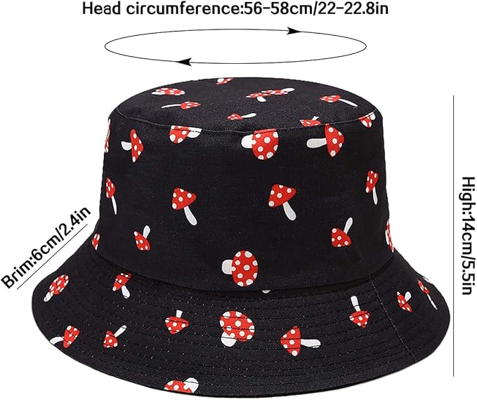 XYIYI Cute Bucket Hat Beach Fisherman Hats for Women, Reversible Double-Side-Wear