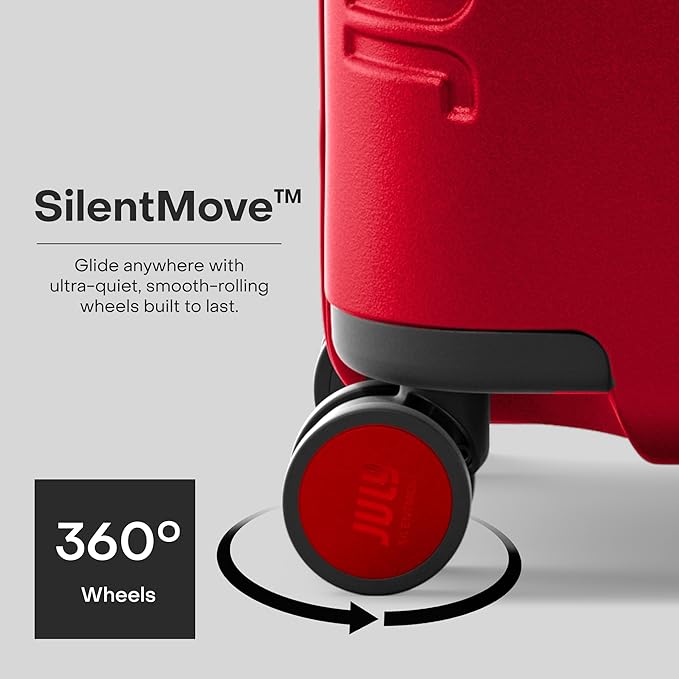 Checked Trunk - 26.8" Zipperless Airline Approved Check In Luggage with Wheels, 80/20 Opening Spinner Suitcase - TSA Lock Rolling Suitcase, Spinner Wheels, Y-Strap - Matte Cherry Red