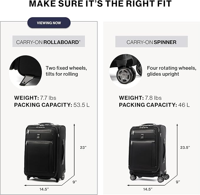 Travelpro Platinum Elite Softside Expandable Carry on Luggage, 2 Wheel Upright Suitcase, USB Port, Men and Women, True Navy, Carry On 22-Inch