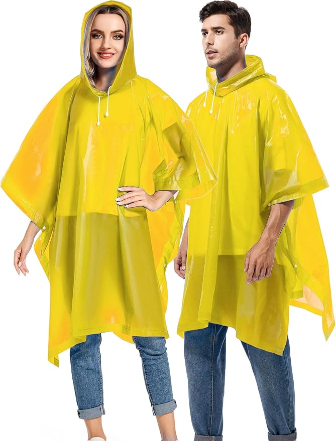 2 Pack Rain Ponchos for Adults Reusable - Raincoats Survival Emergency Heavy Duty Rain Coat with Drawstring Hood