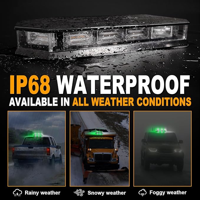 ASPL 16.5 Inch Roof Top Beacon Emergency Strobe Light with Controller 56 LED Magnetic Warning Caution lights bar Traffic Hazard Plow Light for Trucks Vehicles Construction Snowplow (Green/White)