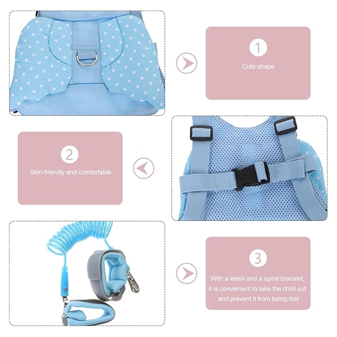 Harness Leash with Anti-Lost Wrist Link Safety Walking Strap Backpack for Boys and Skin-Friendly Breathable Leash for Outdoor Travel and Daily Use
