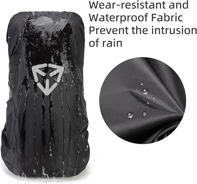 Backpack rain cover, waterproof backpack rain cover, suitable for 30L-70L backpacks, reinforced cross buckle, 2000mm waterproof level,Black (L)