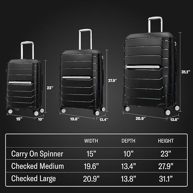 Samsonite Freeform 28-Inch Large Luggage with Dual 360° Spinner Wheels - Checked Suitcase - TSA Lock, Airline-Approved - Lightweight Durable Polypropylene Expandable Hardshell - Sage Green