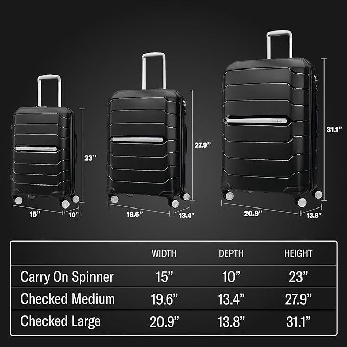 Samsonite Freeform 2-Piece Luggage Set - Carry-On & Large Checked Luggage with Dual Spinner Wheels - Durable Polypropylene Hardshell - TSA Lock, Airline-Approved - Expandable - Amethyst Purple