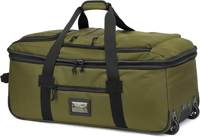 Extra Large Rolling Travel Duffle Bag with Wheels Shoes Compartment Wet Pocket 85-100L Big Expandable Duffel Bag for Men Women Heavy Duty Foldable Collapsible Luggage Camping, Green