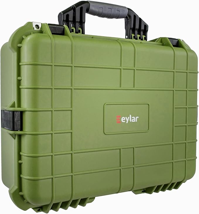 Eylar Large 20 Inch Protective Camera Case Water and Shock Proof With Foam (Green)