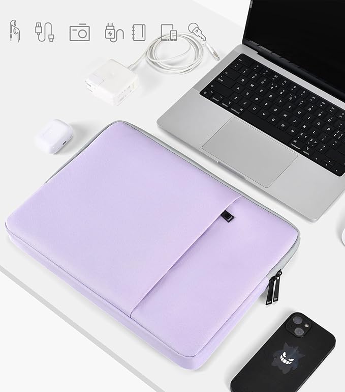360° Upgraded Laptop Protective Sleeve Case for 2025-2021 MacBook Pro 16 inch M4/M3/M2/M1 Pro/Max, Shockproof Water-Resistant MacBook Laptop Bag with Accessory Pocket, Purple