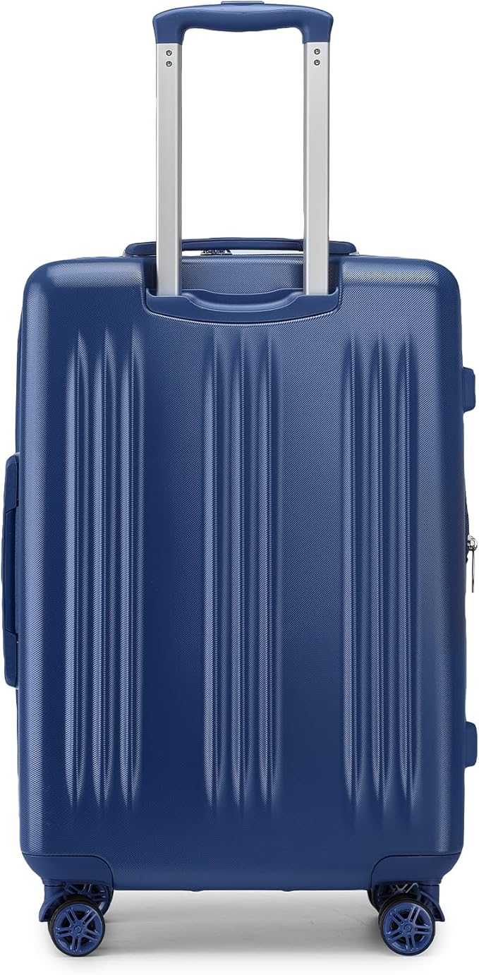 Kono Lightweight 24 Inch Expandable Luggage with Quiet Spinner Wheels TSA Lock, Scratch and Drop Resistant PC+ABS Hardside Durable Medium Checked Suitcase, Navy Blue
