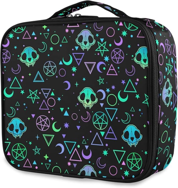 MNSRUU Women Makeup Bag Magic Skulls Makeup Bag Organizer Travel Cosmetic Bag for Teenage Girl Clear Make Up Bags with Zipper