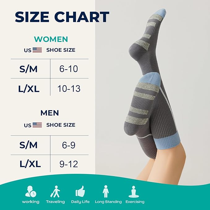 TINYLEMON Wide Calf Compression Socks for Women & Men 15-20 mmHg Cushioned Sole Knee High Support Socks for Long Hours & Daily Wear