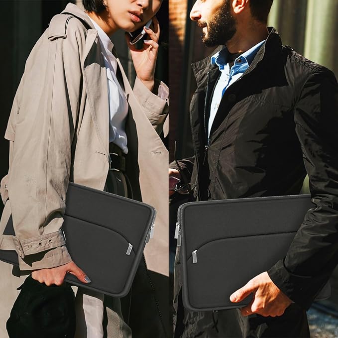 13.3 inch Laptop Sleeve, Portable Monitor Protective Laptop Case with Front Pocket Computer Bag Compatible with MacBook Air Pro 13.3 inch 14 inch, Dell, HP, Grey