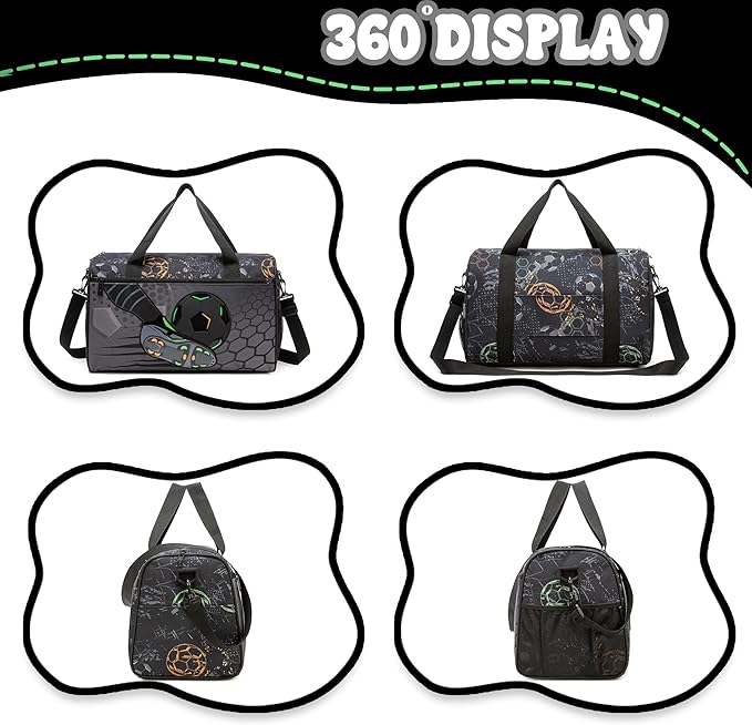 Kids Football Luggage with Wheels Suitcases Travel Softside Suitcases 16" Carry on Suitcase with Duffle Bag Luggage Sets Airline Approved