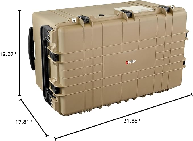 Eylar XXXL 32" Transport Roller Gear, Camera, Tools, Equipment Hard Case Waterproof w/Foam (Tan)