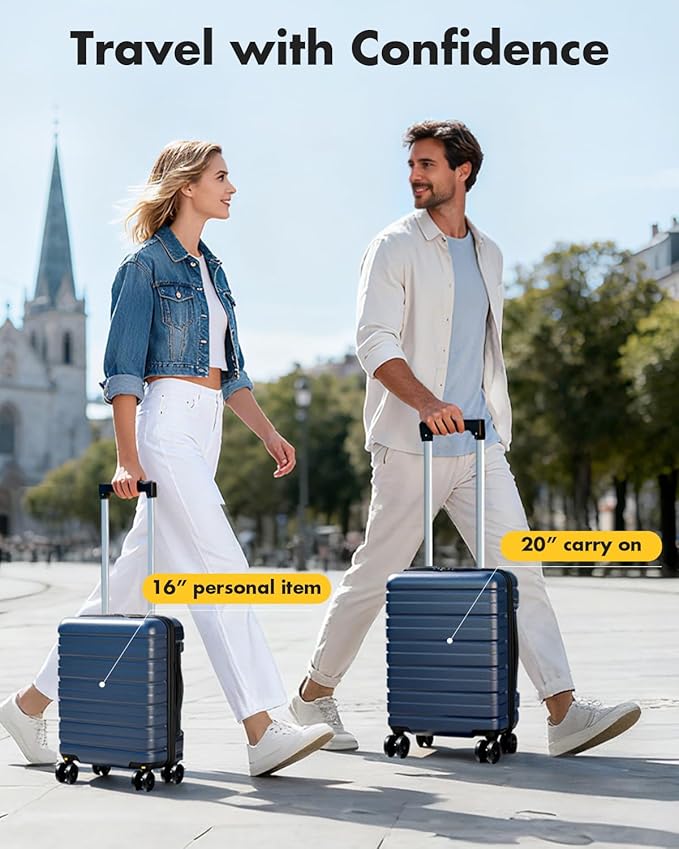 Lekesky Carry On Luggage 22x14x9 Airline Approved, 20 Inch Hard Shell Suitcase with TSA Lock, Lightweight Spinner Wheels Durable ABS Carry-On for Travel Weekend Trips Men Women, Blue