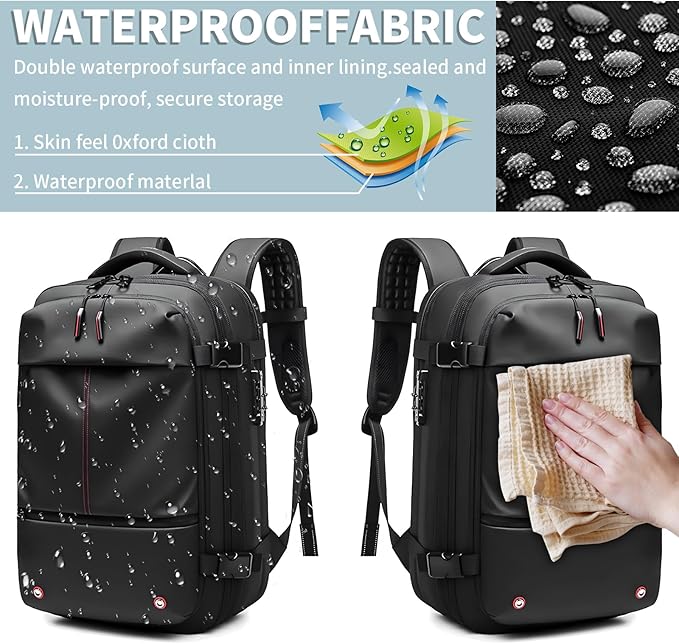 Vacpack Backpack, Air Backpack With Pump, 60L Expandable Backpack with Vacuum Compression, Anti Theft Vacpack Travel Vacuum Backpack (black)
