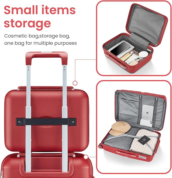 Merax Luggage Set 4 Piece Suitcase with Case Expandable Spinner Wheels Hardshell Airplane Approved Luggage Sets,Wine Red,14/20/24/28
