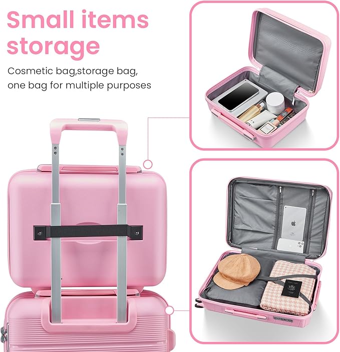 Merax Luggage Set 4 Piece Suitcase with Case Expandable Spinner Wheels Hardshell Airplane Approved Luggage Sets,Pink,14/20/24/28