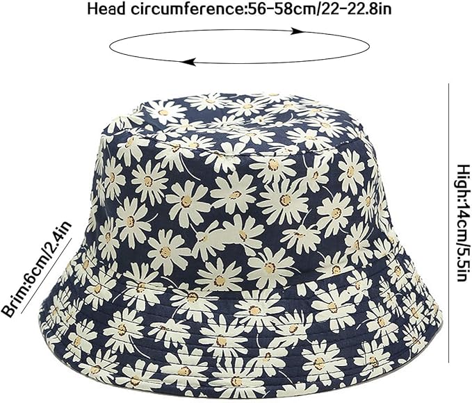 XYIYI Cute Bucket Hat Beach Fisherman Hats for Women, Reversible Double-Side-Wear