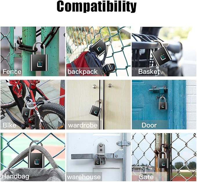 Fingerprint Padlock,AICase Ultra Light One Touch Open Fingerprint Lock with USB Charging for Gym, Sports, School Employee Locker,Fence, Suitcase,Bike No App, No Bluetooth,No Trouble