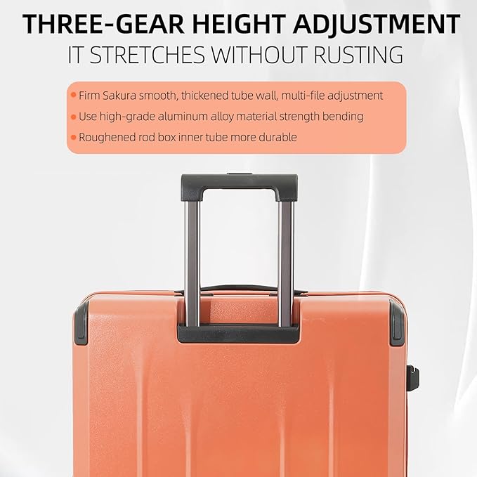 Carry On Luggage, 20Inch & 29 Inch Top Opening Airline Approved ABS+PC Hard Shell Suitcases with Silent Wheels, TSA Lock,Front Pocket and Wet-dry Separated Six-piece Set (AD Orange)