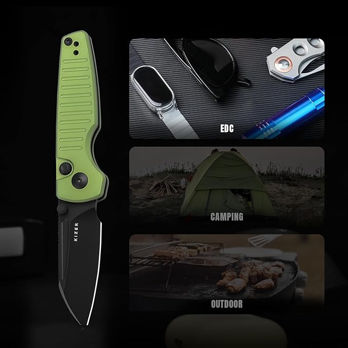 Kizer Parakeet EDC Pocket Knife, 2.46" Nitro-V Blade Folding Knife with Aluminum Handle, Thumb Stud Opener Small EDC Knives for Men Women Camping Hunting V2706A5