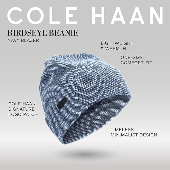 Cole Haan Men's Heritage Rib Cuff Wool Beanie Hat, One Size