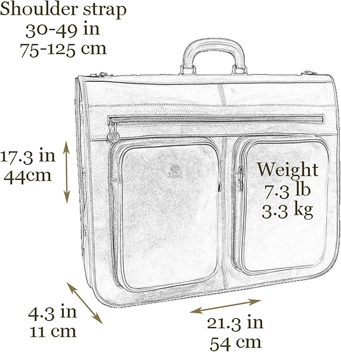 Time Resistance Leather Garment Bag - Slim Suit Duffel Carry-On Suitcase for Dress Protection (Black)