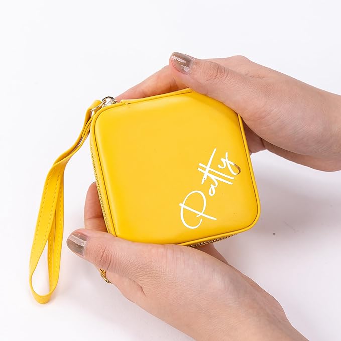 Angelina's Palace Personalized Jewelry Case with Name Engraved,Custom Leather Travel Jewelry Organizer Box for Rings,Earrings,Necklaces,Birthday Bridesmaid Gift For Women