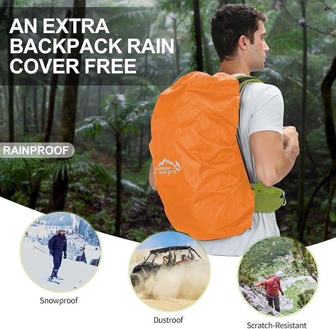 IX INOXTO Hiking Backpack, Waterproof Hiking Daypack with 3L Water Bladder and Rain Cover, Lightweight Travel Camping Backpack for Men Women (Fruit green)