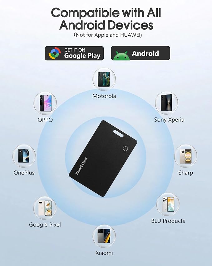 Wallet Tracker Card for Android,Rechargeable Wallet Finder, Thin and Light Smart Card IP68 Waterproof GPS Tracker Item Locator for Find Hub App(Android Only)