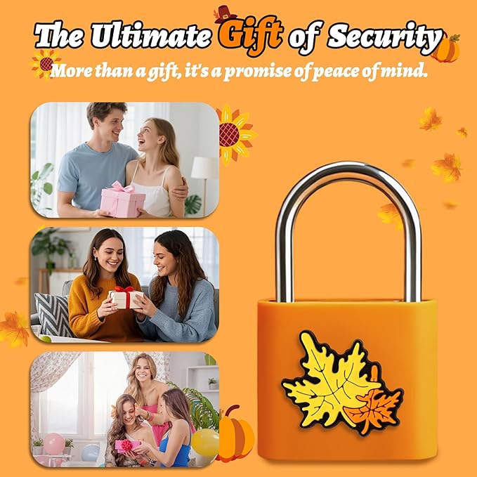 UMIKSMART Padlock, Keyless Fingerprint Padlock with USB Charging, Gym Lockers, School Lockers, Luggage, Storage Boxes, Cabinets, Backpack, Thanksgiving Gifts (Autumn Harvest Orange)